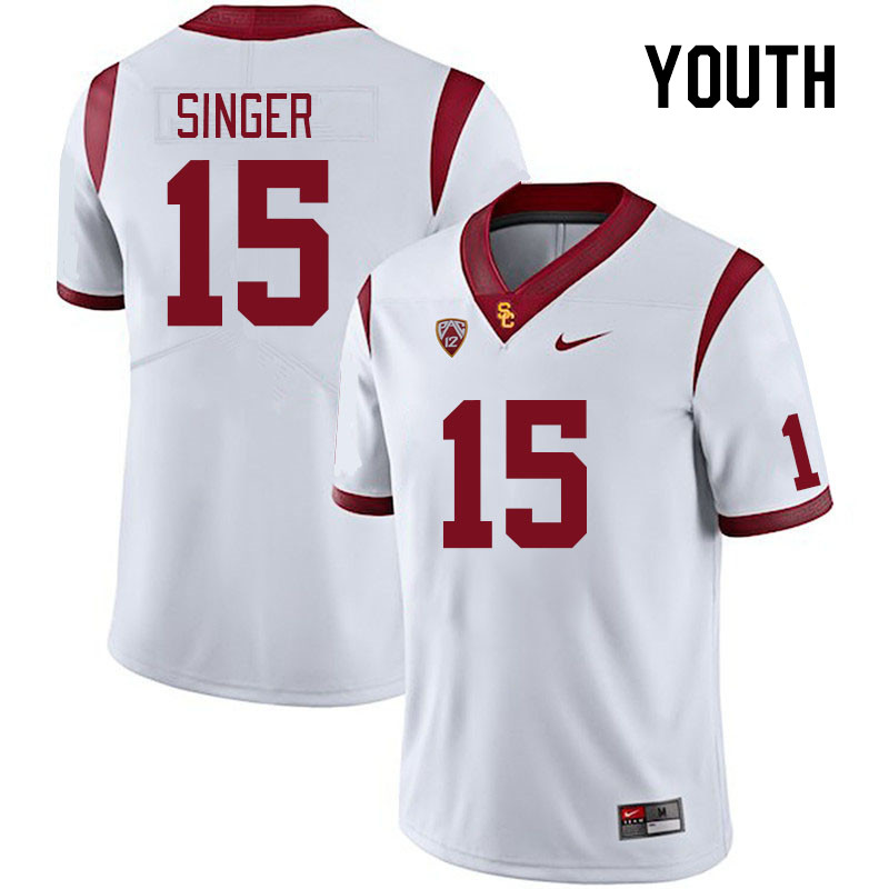 Youth #15 Dorian Singer USC Trojans College Football Jerseys Stitched Sale-White - Click Image to Close